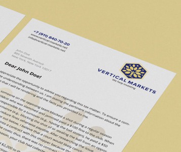 Фирменный стиль для брокера «Vertical Markets»